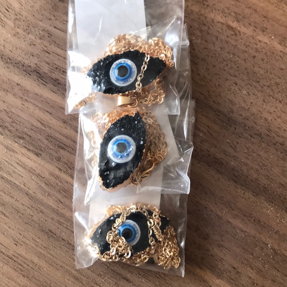 NEW Black Druzy Evil Eye Necklace - Picture 4 of 4